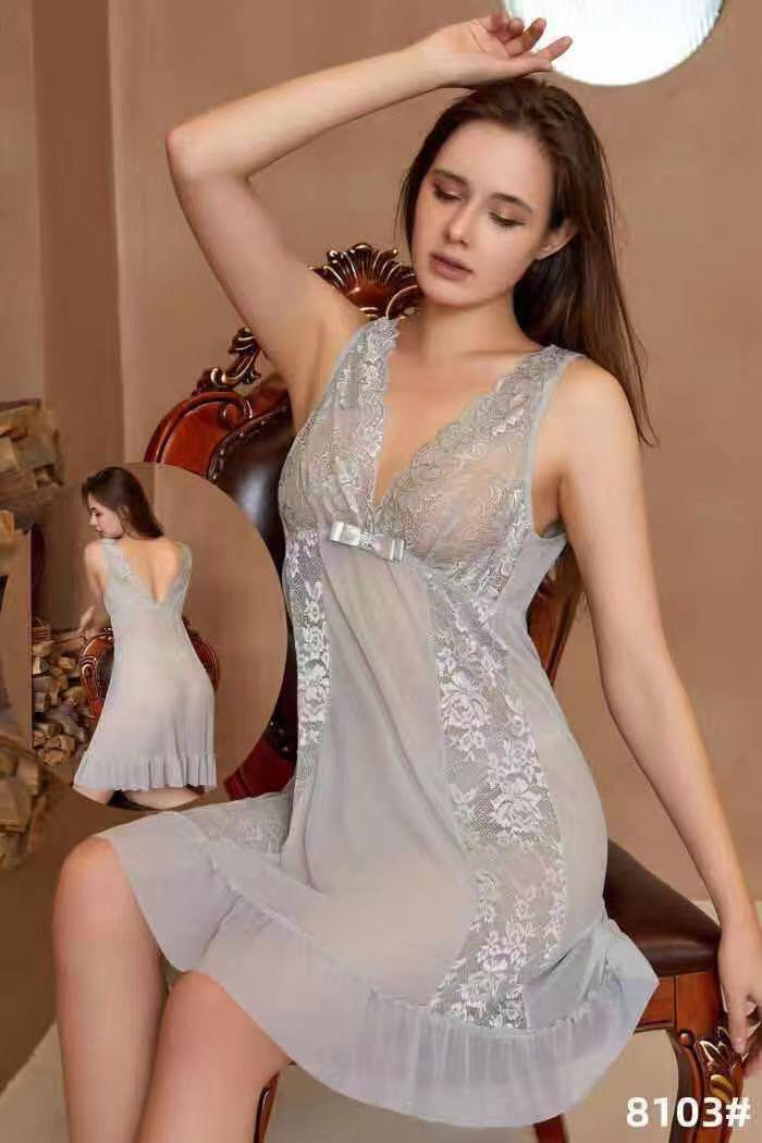Silver Mist Floral Lace Baby doll Chemise