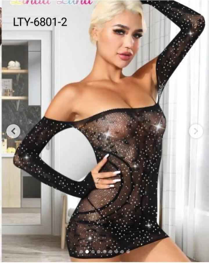 Rhinestone Off shoulders Body Stocking