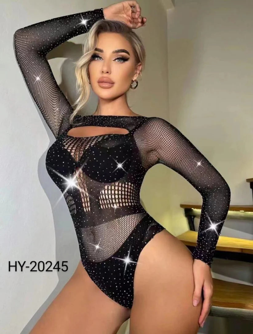 Rhinestone Bodysuit Stocking